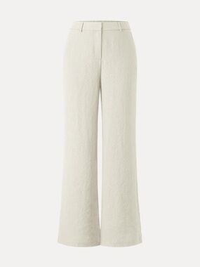 Ogl Viscose-Linen Weave European Linen Mid Rise Flared Pant small